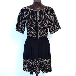 Alice + Olivia Black Embroidered Dress